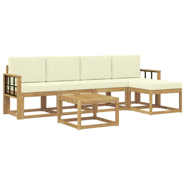 vidaXL Outdoor-Sofagarnitur mit Kissen 6-Tlg Weiß und Creme 3387534
