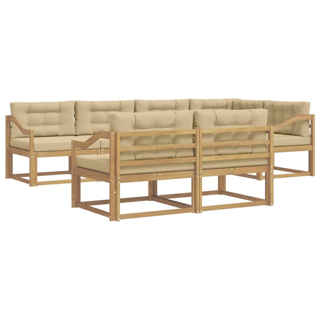 vidaXL Outdoor-Sofagarnitur mit Kissen 6-Tlg Weiß und Beige Polyester 3386602