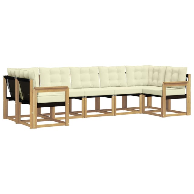 vidaXL Outdoor-Sofagarnitur mit Kissen 7-Tlg Weiß und Creme 3389828