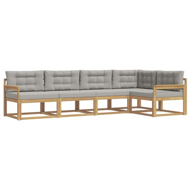 vidaXL Outdoor-Sofagarnitur 4-Tlg Weiß und Hellgrau Polyester 3386435
