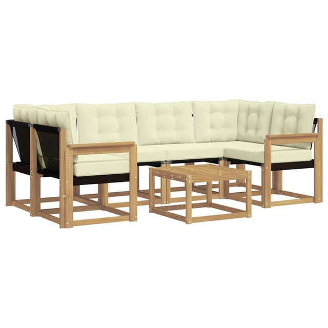 vidaXL Outdoor-Sofagarnitur mit Kissen 7-Tlg Weiß und Creme 3389252