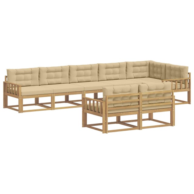 vidaXL Outdoor-Sofagarnitur mit Kissen 6-Tlg Weiß und Beige Polyester 3386617