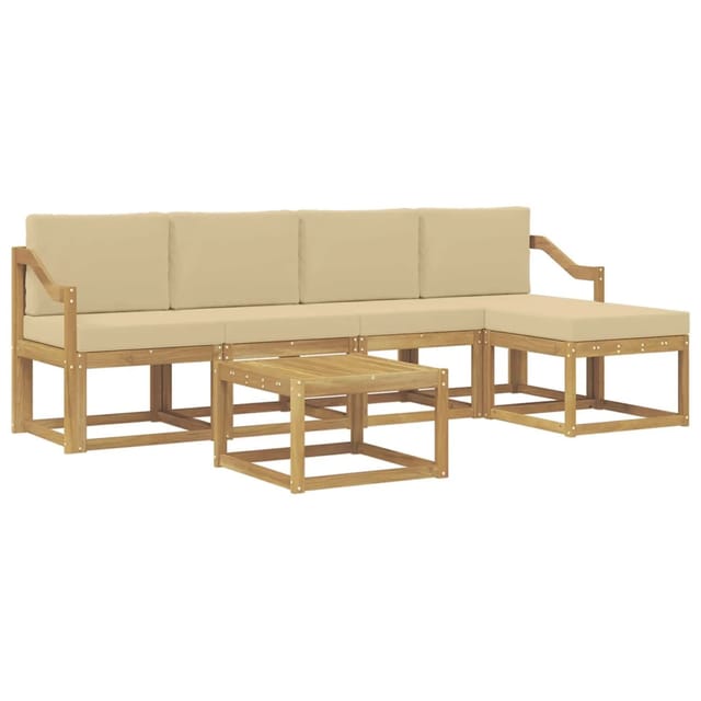 vidaXL Outdoor-Sofagarnitur mit Kissen 6-Tlg Weiß und Beige 3387542