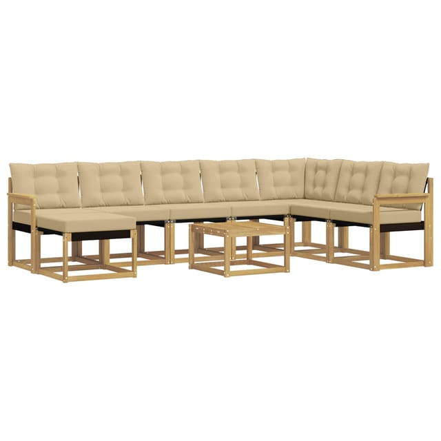 vidaXL Outdoor-Sofagarnitur mit Kissen 9-Tlg Weiß und Beige 3389783