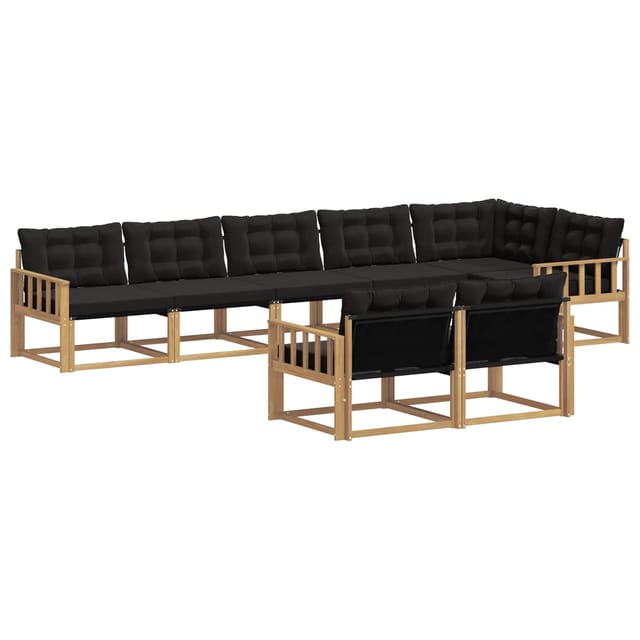vidaXL Outdoor-Sofagarnitur mit Kissen 8-Tlg Weiß und Schwarz 3388802