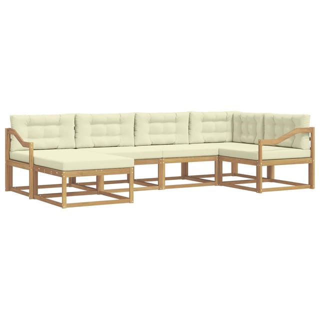 vidaXL Outdoor-Sofagarnitur mit Kissen 5-Tlg Weiß und Creme Polyester 3386704