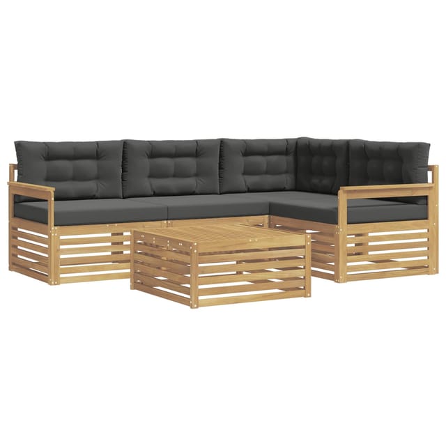 vidaXL Outdoor-Sofagarnitur 6-Tlg Weiß und Anthrazit Polyester 3390432