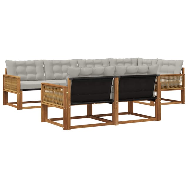vidaXL Outdoor-Sofagarnitur mit Kissen 7 Stk Natur und Hellgrau 3381491