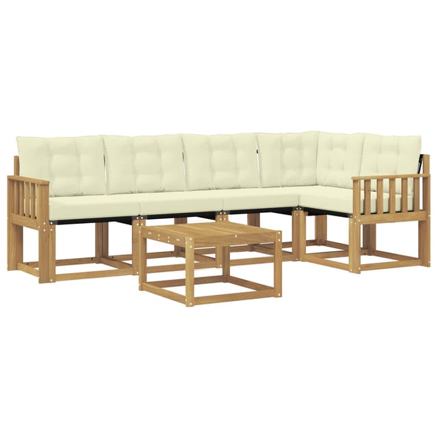 vidaXL Outdoor-Sofagarnitur mit Kissen 6-Tlg Weiß und Creme 3389496