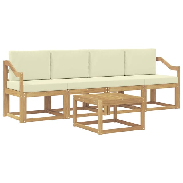 vidaXL Outdoor-Sofagarnitur mit Kissen 5-Tlg Weiß und Creme 3387224
