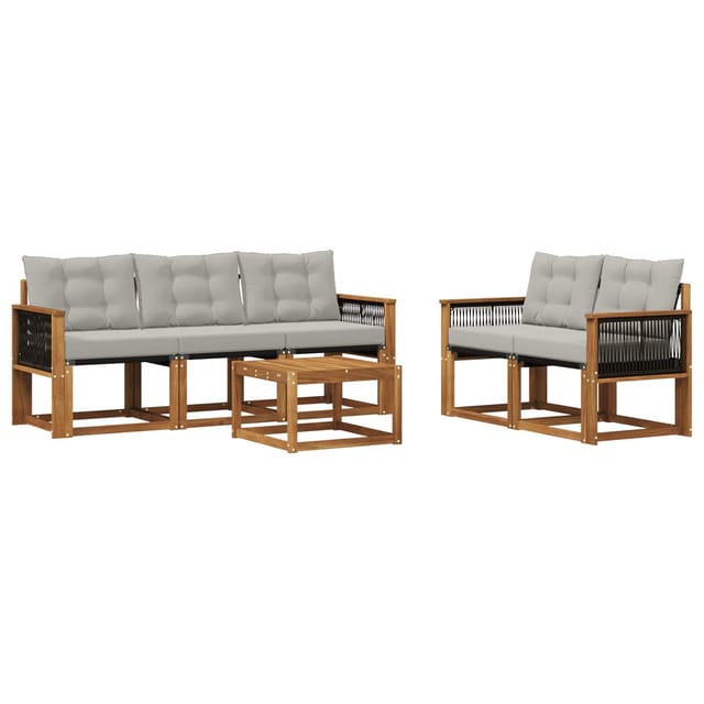 vidaXL Outdoor-Sofagarnitur mit Kissen 6 Stk Natur und Hellgrau 3381775