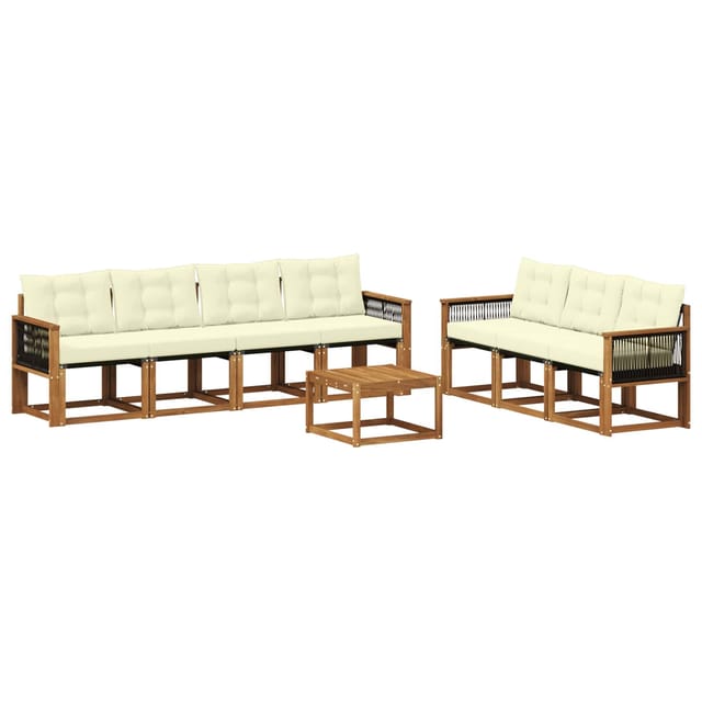 vidaXL Outdoor-Sofagarnitur mit Kissen 8 Stk Natur und Creme 3381822
