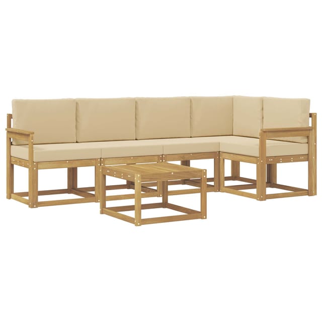 vidaXL Outdoor-Sofagarnitur 6-Tlg Weiß und Beige Massivholz Akazie 3387657