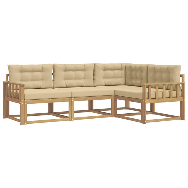 vidaXL Outdoor-Sofagarnitur mit Kissen 3-Tlg Weiß und Beige Polyester 3386372