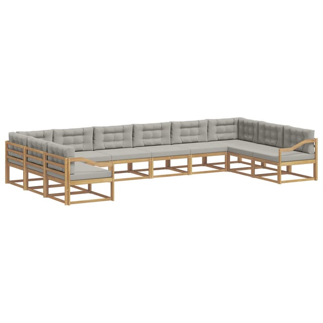 vidaXL Outdoor-Sofagarnitur mit Kissen 10-Tlg Weiß und Hellgrau 3387120