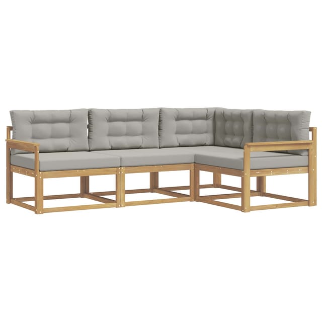 vidaXL Outdoor-Sofagarnitur 3-Tlg Weiß und Hellgrau Polyester 3386365