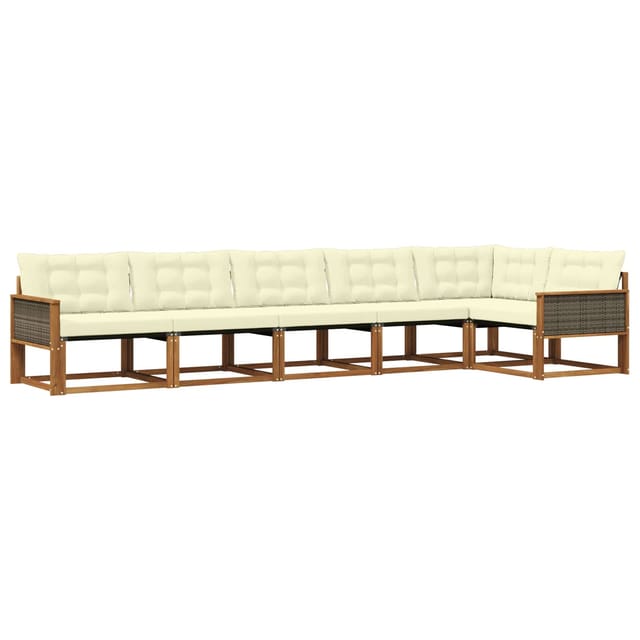 vidaXL Outdoor-Sofagarnitur mit Kissen 6 Stk Natur und Creme 3381450