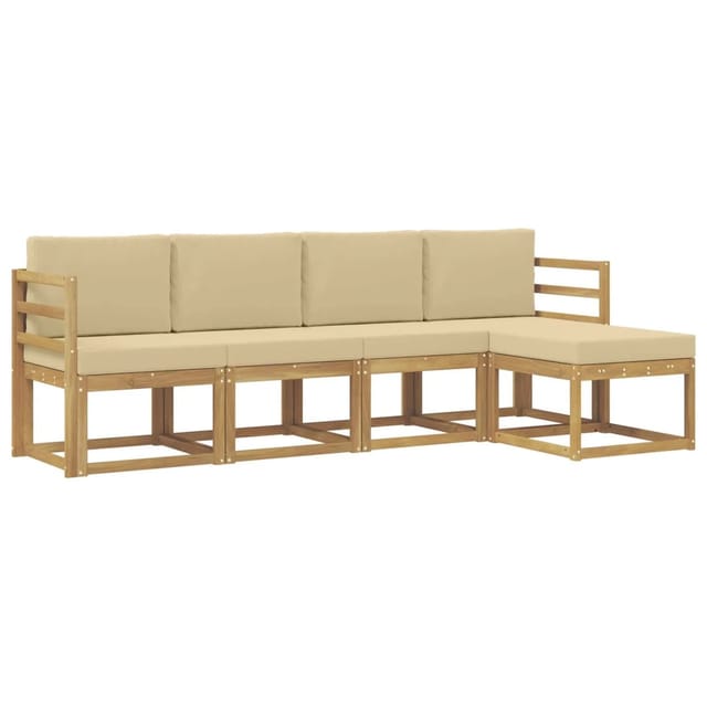 vidaXL Outdoor-Sofagarnitur mit Kissen 5-Tlg Weiß und Beige 3387477
