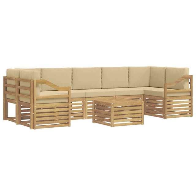 vidaXL Outdoor-Sofagarnitur mit Kissen 8-Tlg Weiß und Beige Polyester 3391573