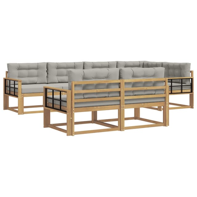 vidaXL Outdoor-Sofagarnitur 6-Tlg Weiß und Hellgrau Polyester 3386595