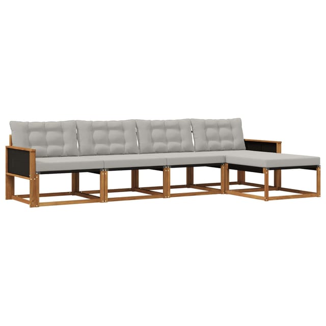 vidaXL Outdoor-Sofagarnitur mit Kissen 5 Stk Natur und Hellgrau 3381351