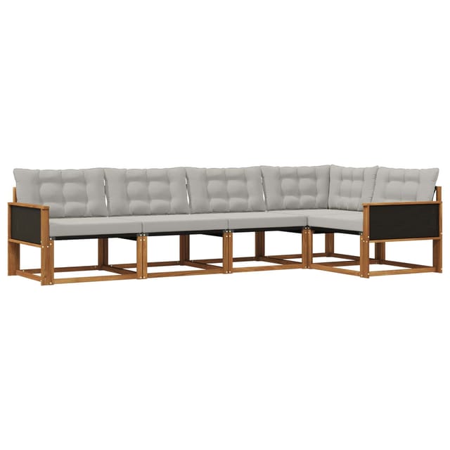 vidaXL Outdoor-Sofagarnitur mit Kissen 5 Stk Natur und Hellgrau 3381415