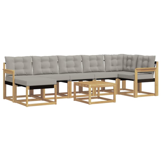 vidaXL Outdoor-Sofagarnitur mit Kissen 8-Tlg Weiß und Hellgrau 3389709