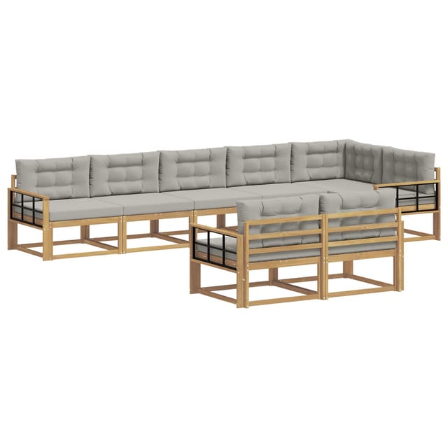 vidaXL Outdoor-Sofagarnitur 6-Tlg Weiß und Hellgrau Polyester 3386630