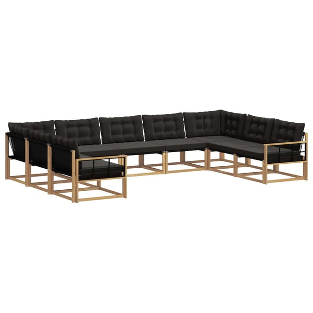 vidaXL Outdoor-Sofagarnitur mit Kissen 9-Tlg Weiß und Schwarz 3389074