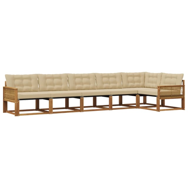 vidaXL Outdoor-Sofagarnitur mit Kissen 6 Stk Natur und Beige 3381461
