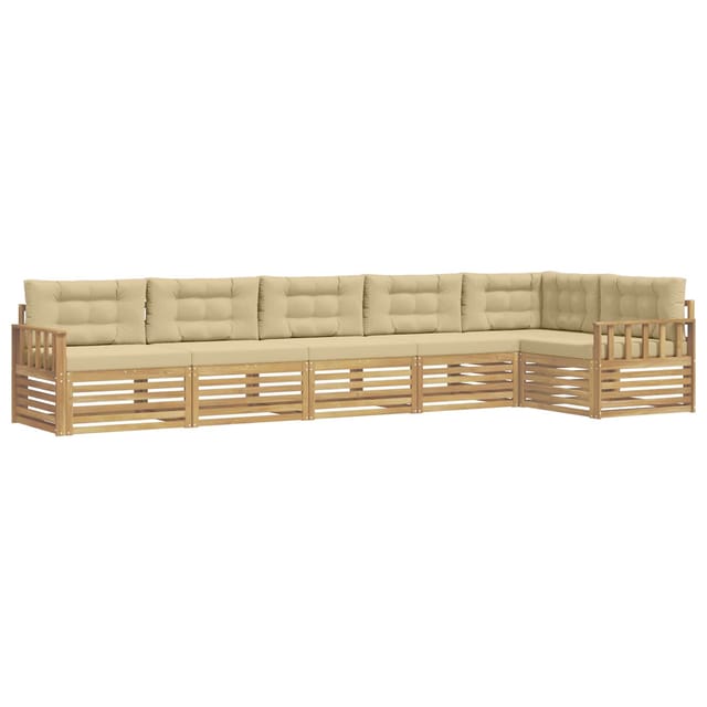 vidaXL Outdoor-Sofagarnitur mit Kissen 6-Tlg Weiß und Beige Polyester 3390558