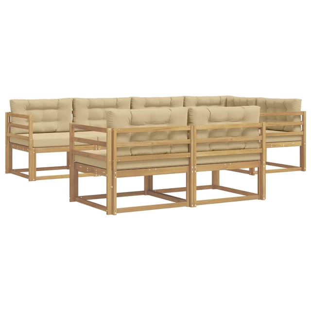vidaXL Outdoor-Sofagarnitur mit Kissen 6-Tlg Weiß und Beige Polyester 3386572