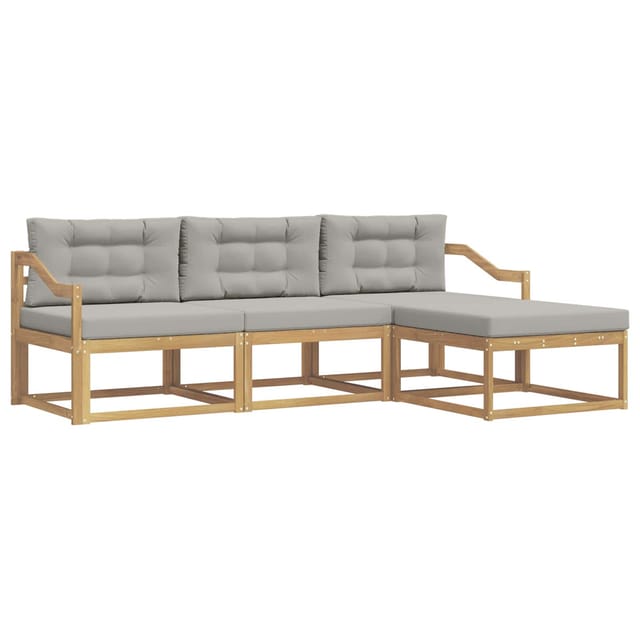 vidaXL Outdoor-Sofagarnitur 4-Tlg Weiß und Hellgrau Polyester 3386285