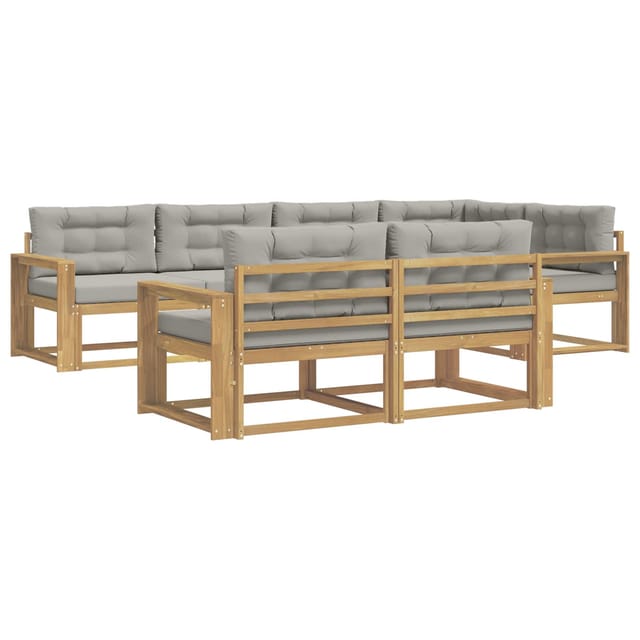 vidaXL Outdoor-Sofagarnitur 6-Tlg Weiß und Hellgrau Polyester 3386590