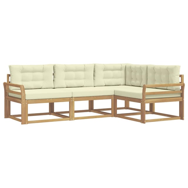 vidaXL Outdoor-Sofagarnitur mit Kissen 3-Tlg Weiß und Creme Polyester 3386374