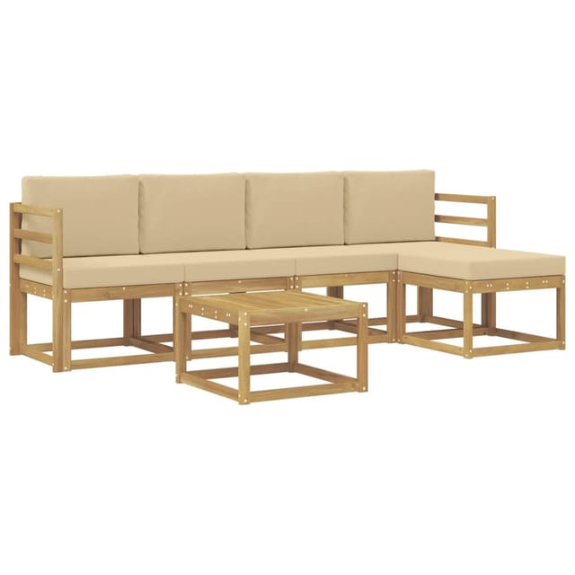vidaXL Outdoor-Sofagarnitur mit Kissen 6-Tlg Weiß und Beige 3387512