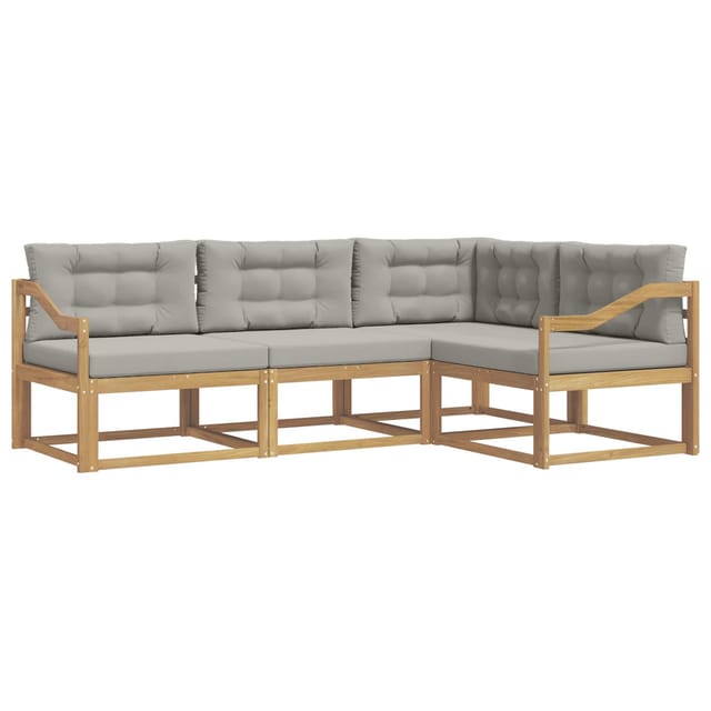 vidaXL Outdoor-Sofagarnitur 3-Tlg Weiß und Hellgrau Polyester 3386390