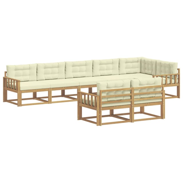 vidaXL Outdoor-Sofagarnitur mit Kissen 6-Tlg Weiß und Creme Polyester 3386614