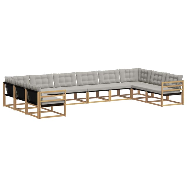 vidaXL Outdoor-Sofagarnitur mit Kissen 10-Tlg Weiß und Hellgrau 3389105