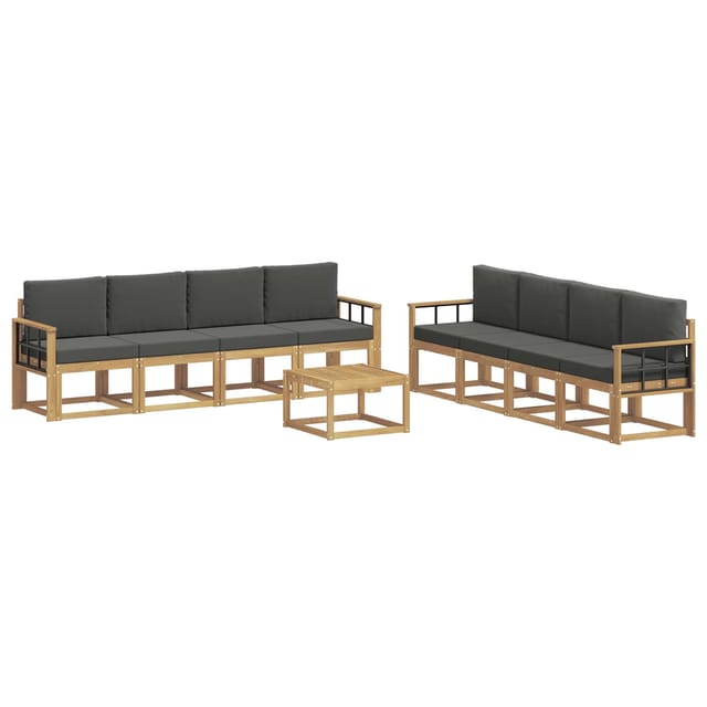 vidaXL Outdoor-Sofagarnitur mit Kissen 9-Tlg Weiß und Anthrazit 3387431