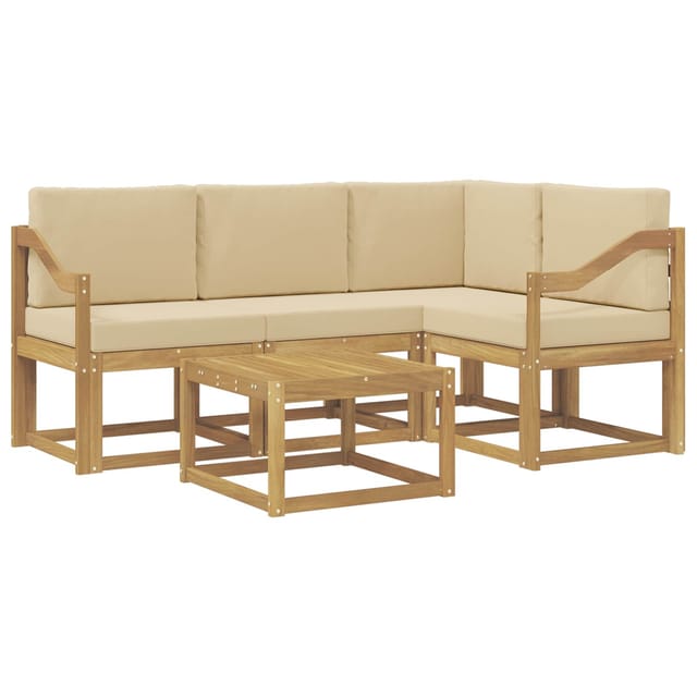 vidaXL Outdoor-Sofagarnitur mit Kissen 5-Tlg Weiß und Beige 3387612