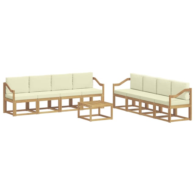 vidaXL Outdoor-Sofagarnitur mit Kissen 9-Tlg Weiß und Creme 3387434