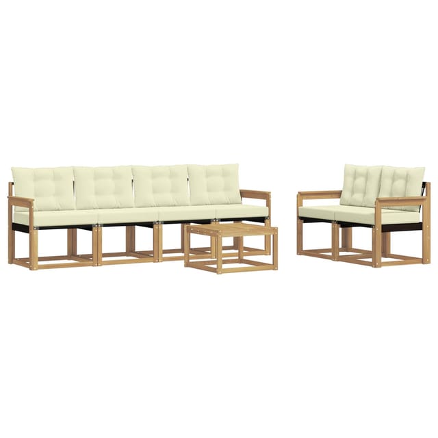 vidaXL Outdoor-Sofagarnitur mit Kissen 7-Tlg Weiß und Creme 3389228