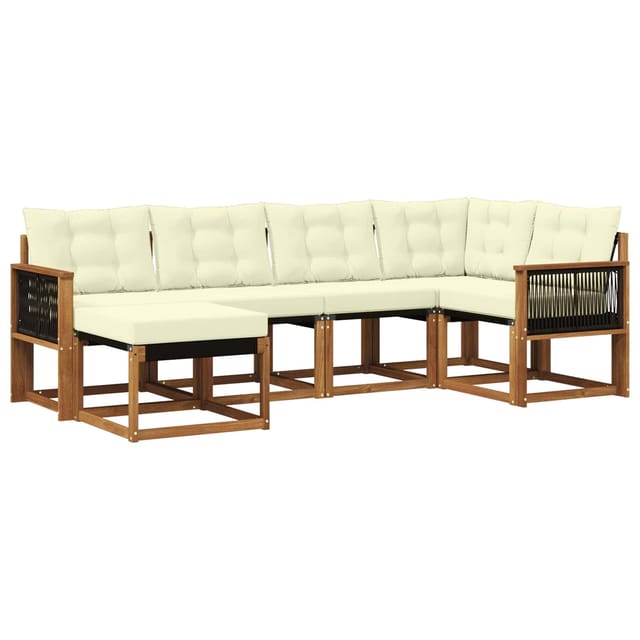 vidaXL Outdoor-Sofagarnitur mit Kissen 6 Stk Natur und Creme 3382062