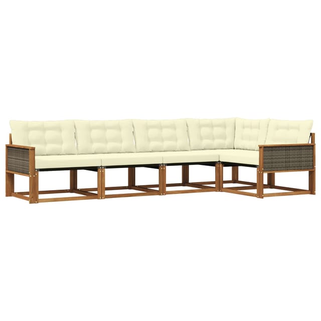 vidaXL Outdoor-Sofagarnitur mit Kissen 5 Stk Natur und Creme 3381418