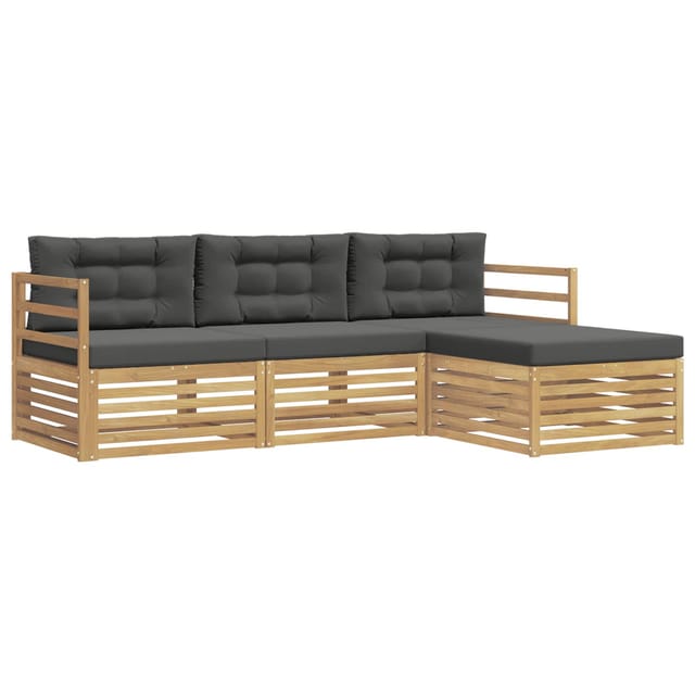 vidaXL Outdoor-Sofagarnitur 4-Tlg Weiß und Anthrazit Polyester 3390267
