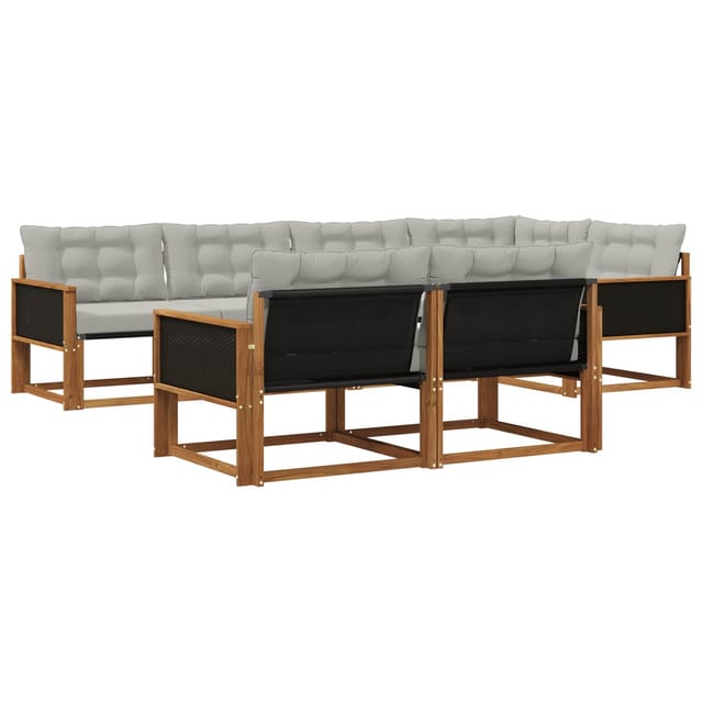 vidaXL Outdoor-Sofagarnitur mit Kissen 7 Stk Natur und Hellgrau 3381479
