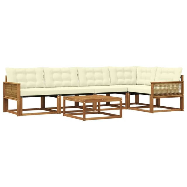 vidaXL Outdoor-Sofagarnitur mit Kissen 6 Stk Natur und Creme 3381442