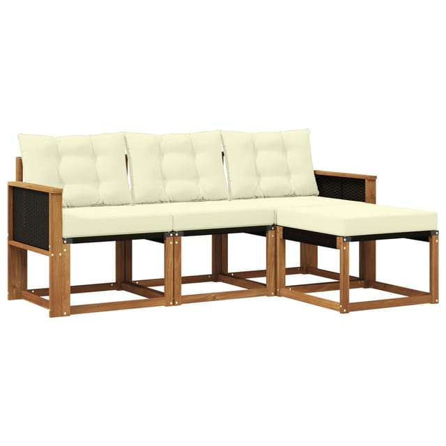 vidaXL Outdoor-Sofagarnitur mit Kissen 4 Stk Natur und Creme 3381862