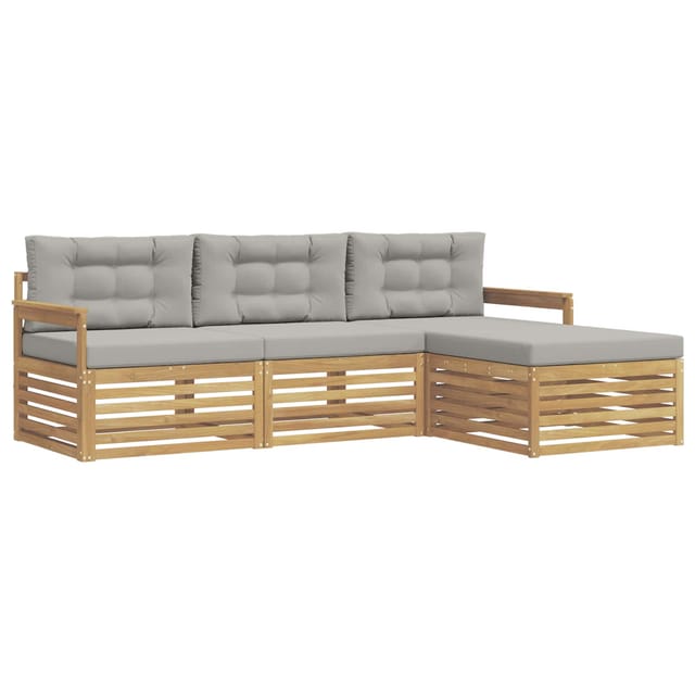 vidaXL Outdoor-Sofagarnitur 4-Tlg Weiß und Hellgrau Polyester 3390271